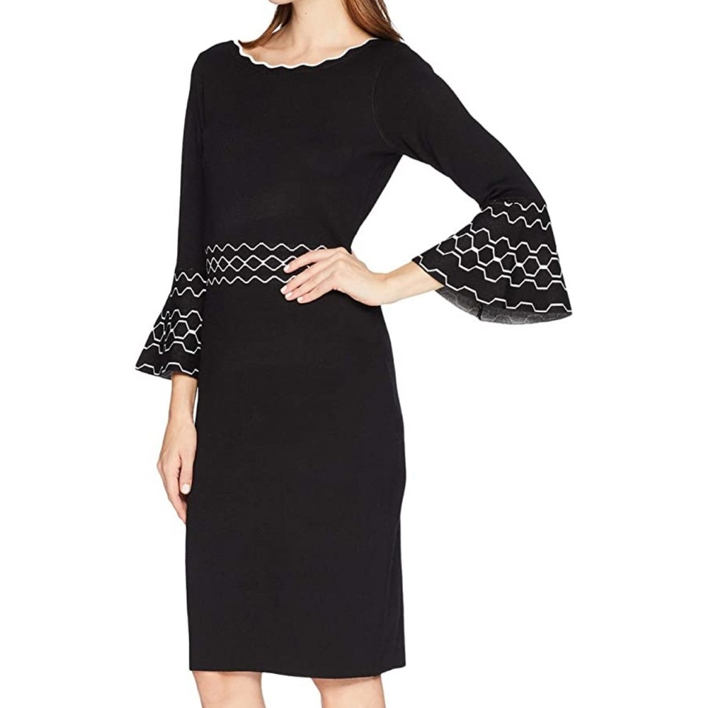 Gabby Skye Women's 3/4 Sleeve Scoop Neck Sweater Sheath Dress